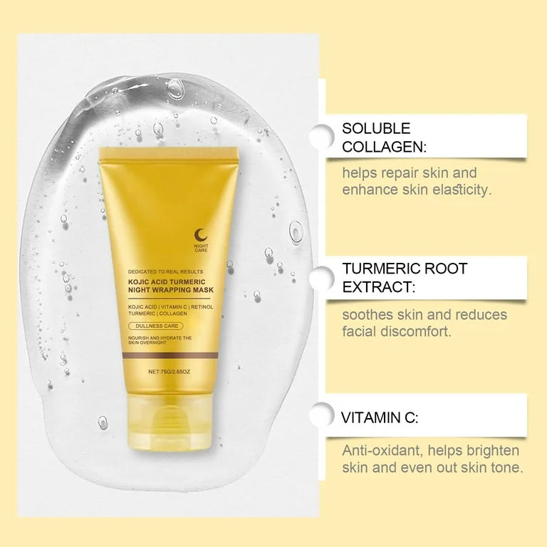 MEDICUBE Kojic Acid Turmeric Overnight Wrapping Peel Off Mask – Glowing Complexion, Korean Skincare