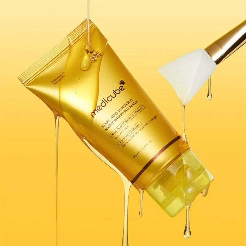 MEDICUBE Kojic Acid Turmeric Overnight Wrapping Peel Off Mask – Glowing Complexion, Korean Skincare