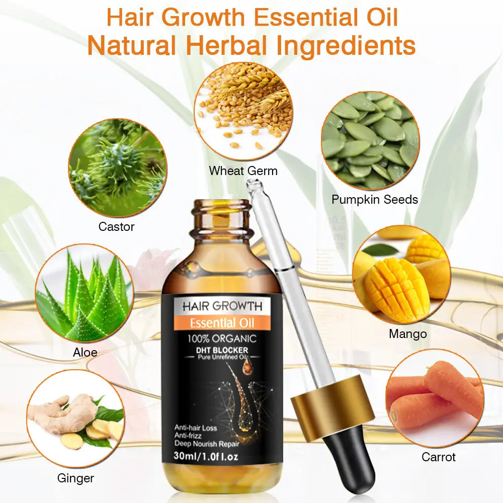 Ginger Hair Growth Essential Oil 100% Organic Loss Regrowth Treatment Strengthens Hair Nourishes Scalp