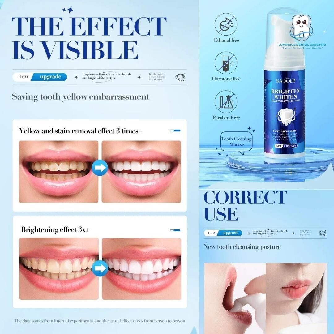 SADOER Tooth Cleaning Mint Fresh Breath Teeth Whitening Mousse Toothpaste
