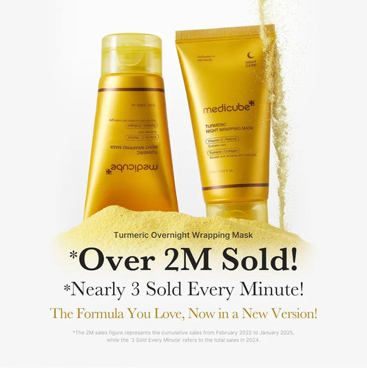 MEDICUBE Kojic Acid Turmeric Overnight Wrapping Peel Off Mask – Glowing Complexion, Korean Skincare