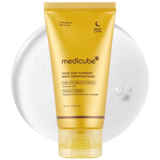 MEDICUBE Kojic Acid Turmeric Overnight Wrapping Peel Off Mask – Glowing Complexion, Korean Skincare