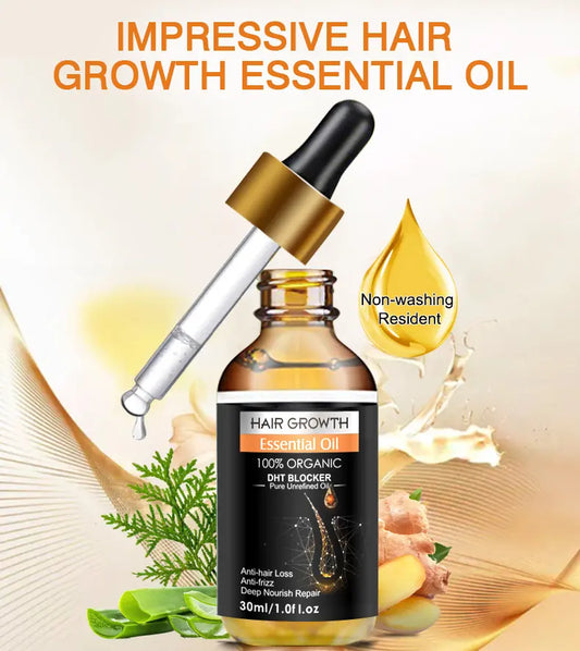 Ginger Hair Growth Essential Oil 100% Organic Loss Regrowth Treatment Strengthens Hair Nourishes Scalp