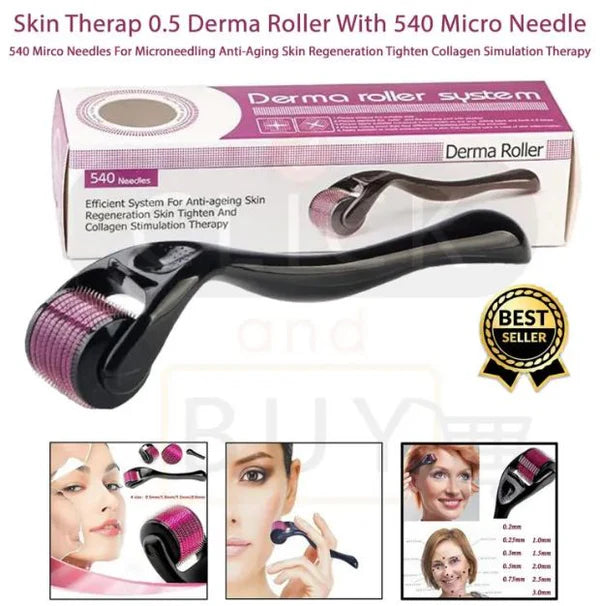 Hair Growth Essential Oil Regrowth Treatment + Derma Roller 0.5 mm 540 Titanium Needles