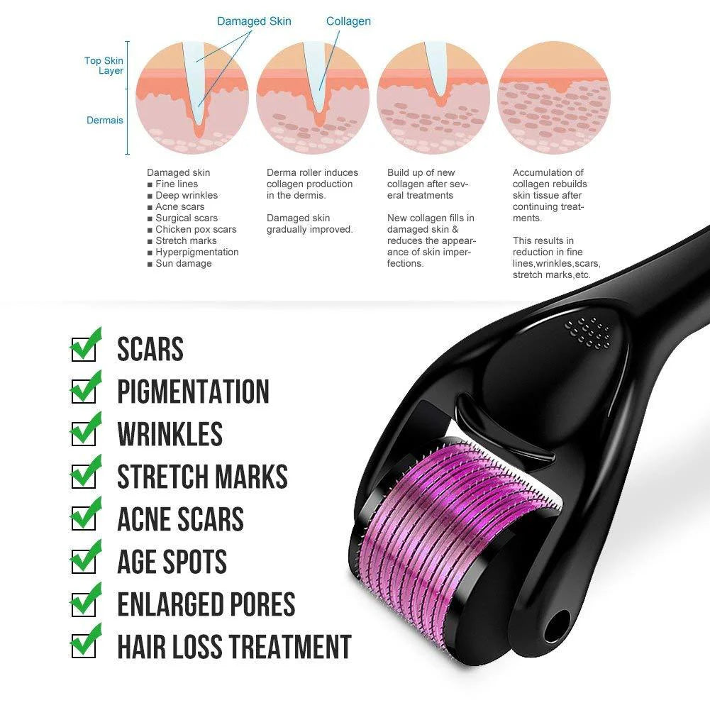 Hair Growth Essential Oil Regrowth Treatment + Derma Roller 0.5 mm 540 Titanium Needles